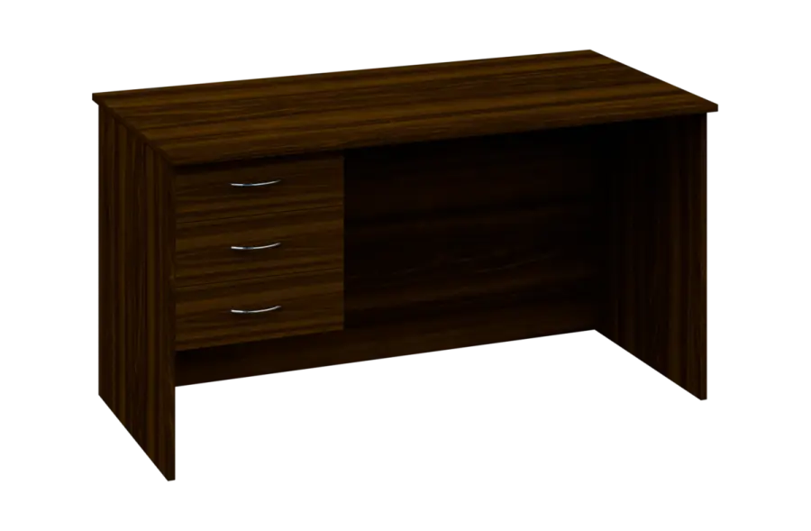 CPL 18 - 14Z13 stůl kancelářský, 3-zásuvkový, levý, dřevěná podnož, deska 18 mm, široký 1400 mm, ořech královský